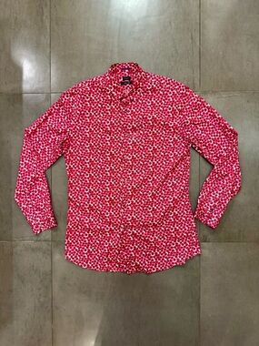 Paul Smith Red & White Poppy Print Long-Sleeve Button-Down Shirt